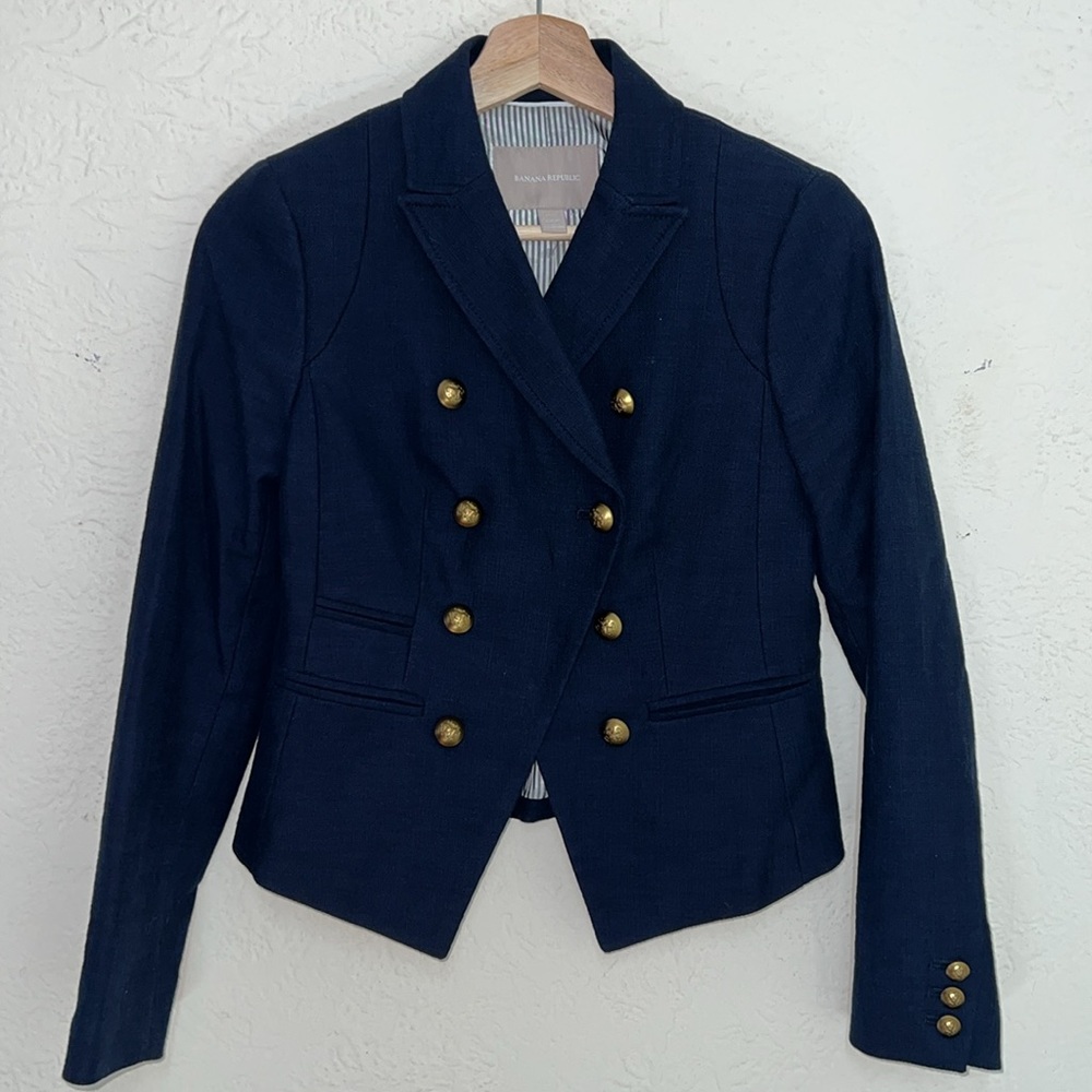 Banana Republic Navy Double Breasted Blazer